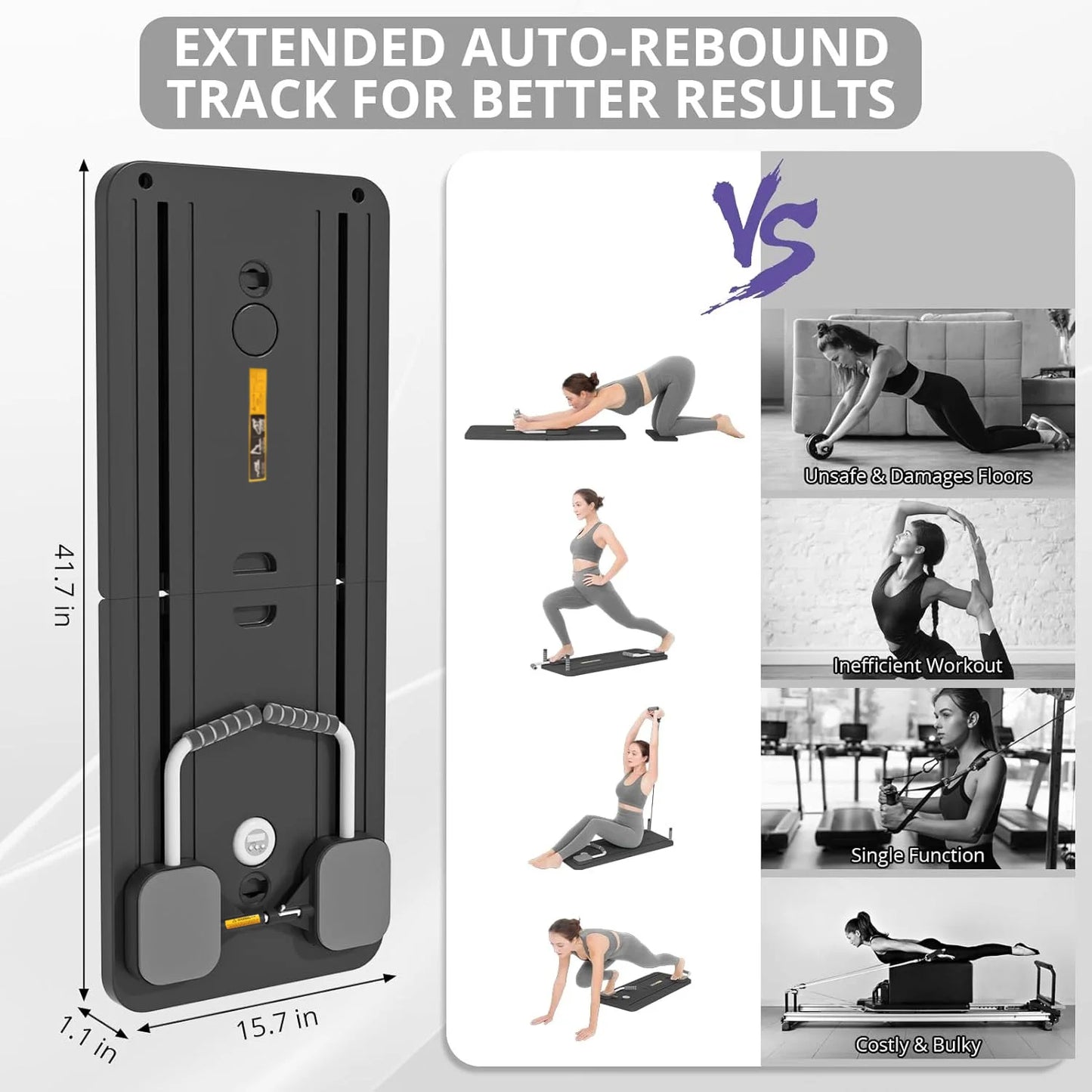Premium Multi-Functional Foldable Pilates Board with Resistance Bands for Safe Home Gym Use