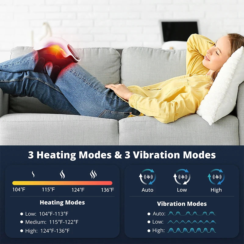 Wireless Electric Heated Knee Massager with Vibration and Temperature Control for Optimal Comfort