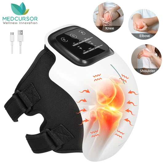 Wireless Electric Heated Knee Massager with Vibration and Temperature Control for Optimal Comfort