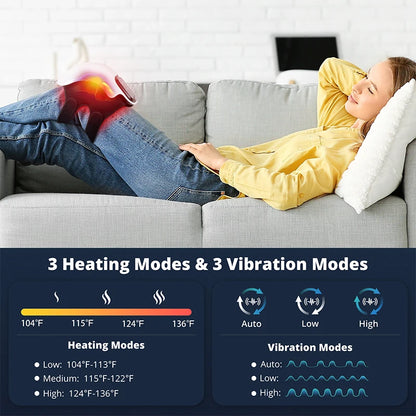 Wireless Electric Heated Knee Massager with Vibration and Temperature Control for Optimal Comfort